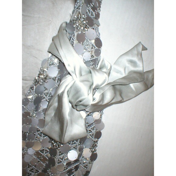 New Womens 10 NWT Matthew Williamson Designer Dress Silver Sequin Bead Sleevless - Picture 3 of 10